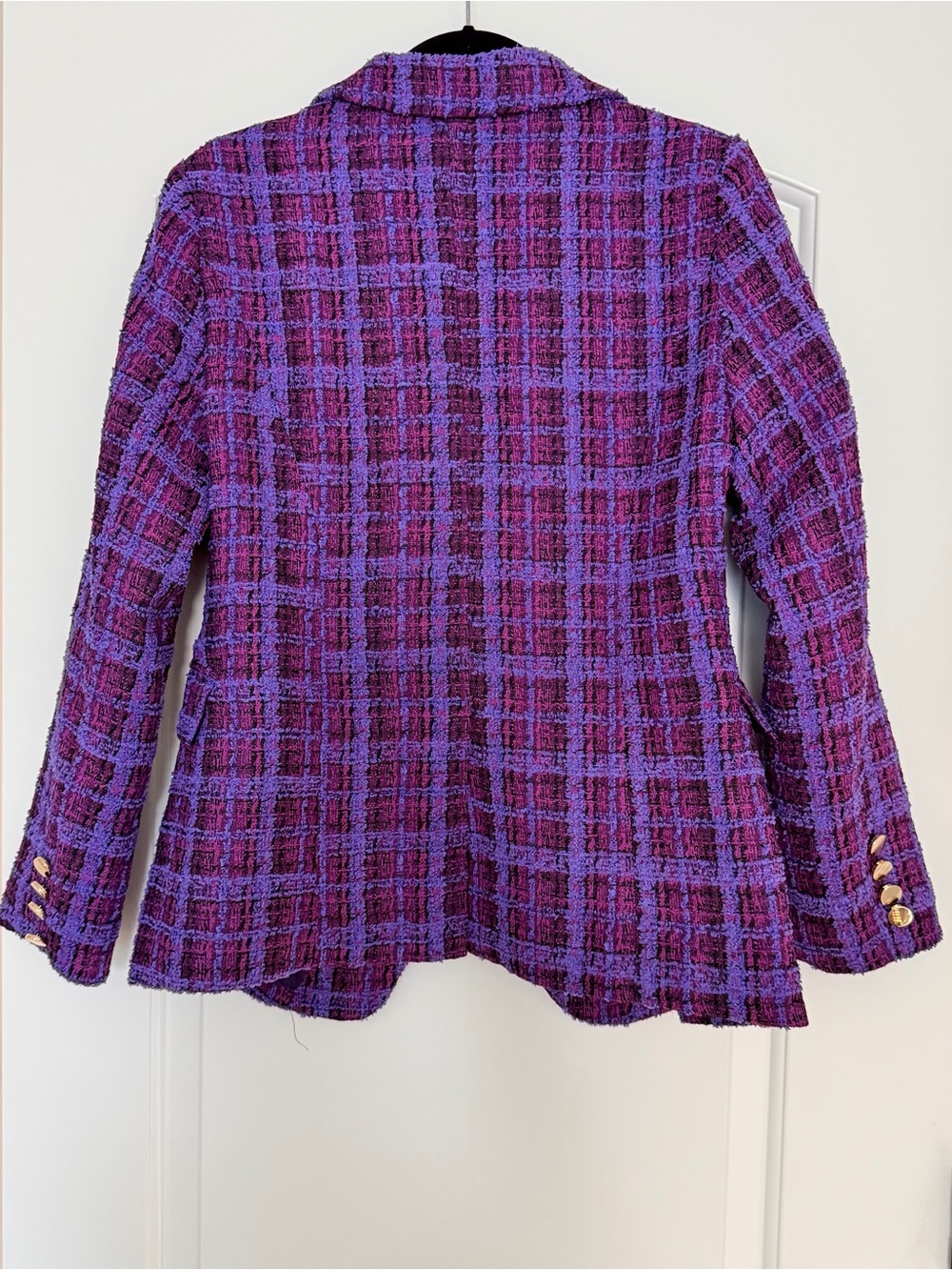 Area Stars Ana Purple Plaid Tweed Blazer Jacket - size medium - Picture 4 of 9